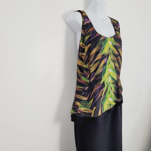 Lane Bryant Abstract Watercolor Print Open‎ Back  Peplum Cocktail Dress Size 26W - Picture 4 of 11